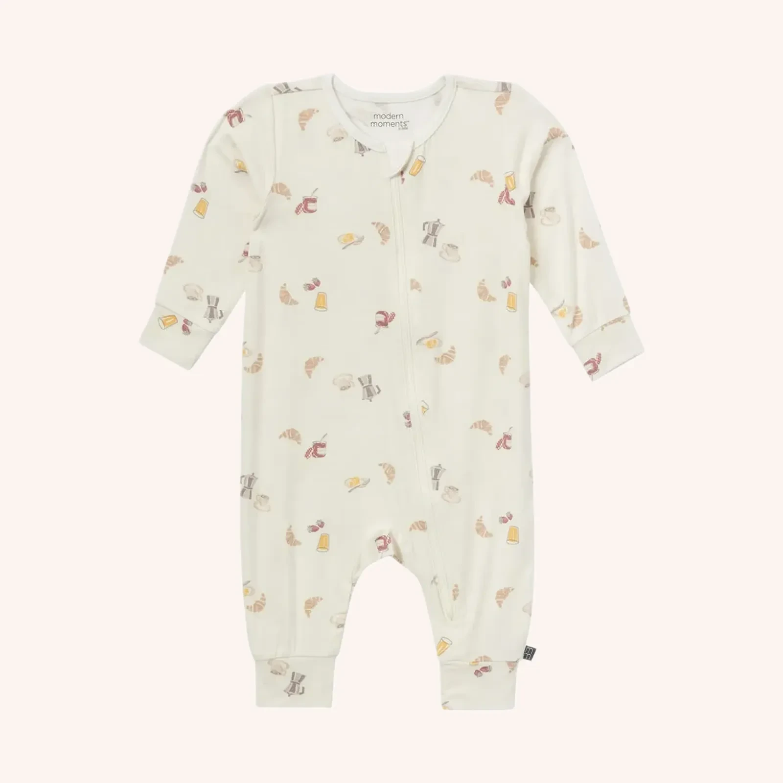 Gerber Baby Neutral Ivory “French Breakfast” Romper Newborn