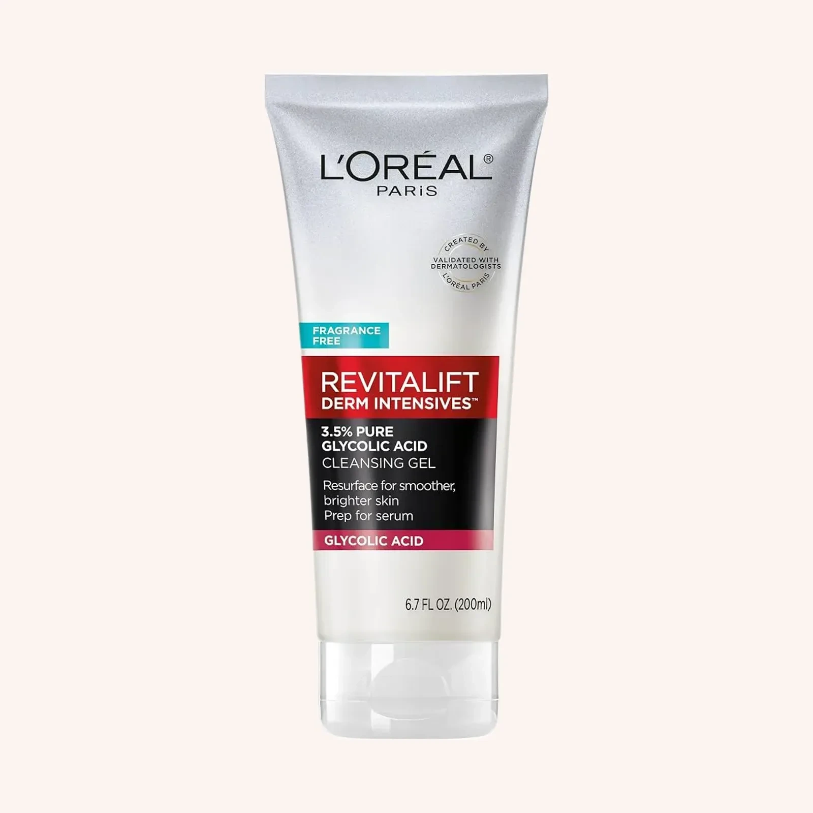 L'Oréal Paris RevitaLift Derm Intensives 3.5% Glycolic Acid Cleanser, 200 ml, gel limpiador