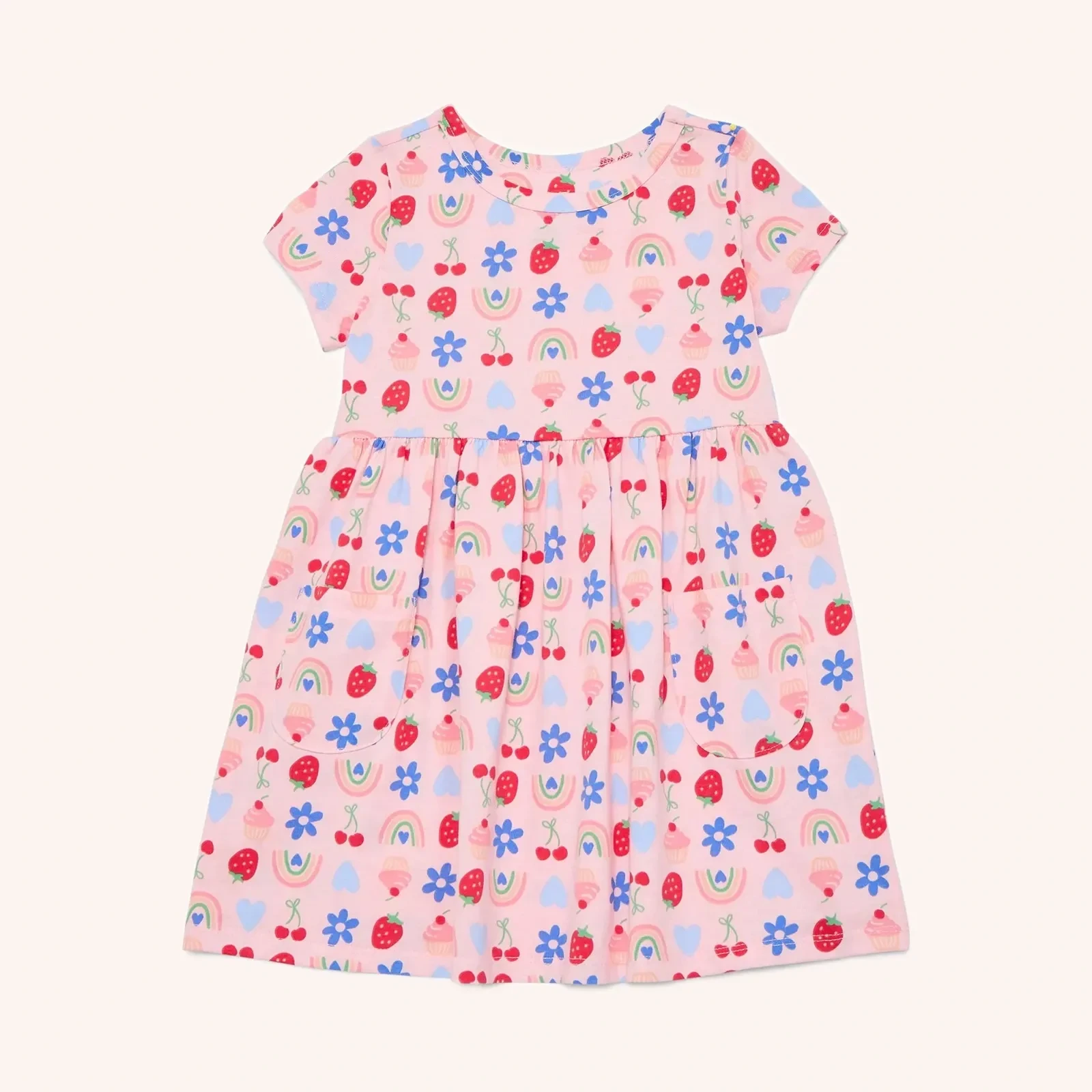 Wonder Nation Baby and Toddler Girls Play Dress with Short Sleeves