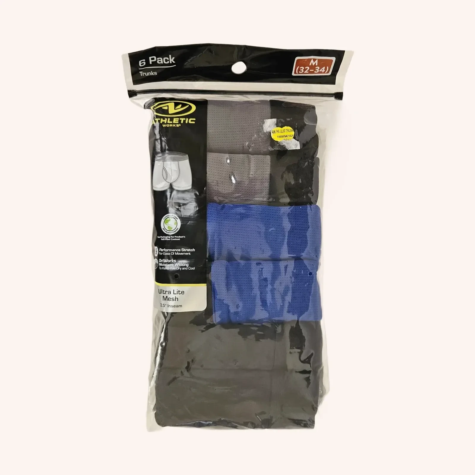 Athletic Works trunks Ultra Lite Mesh, talla M (32-34), 6 pack