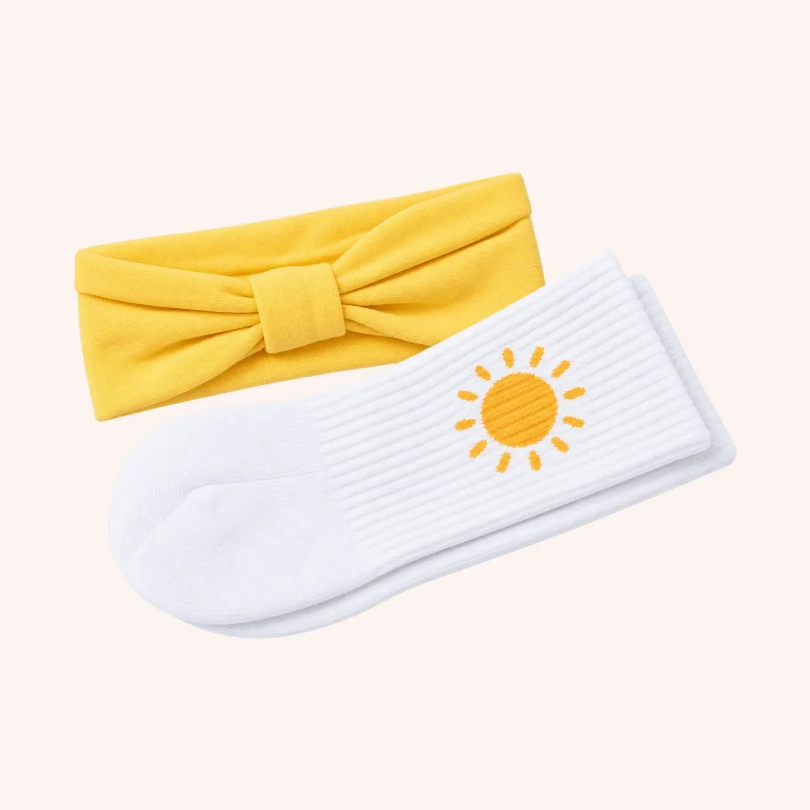 New View Gifts & Accessories 2-pc. Pilates Socks & Headband Set, yellow/white, set de 2