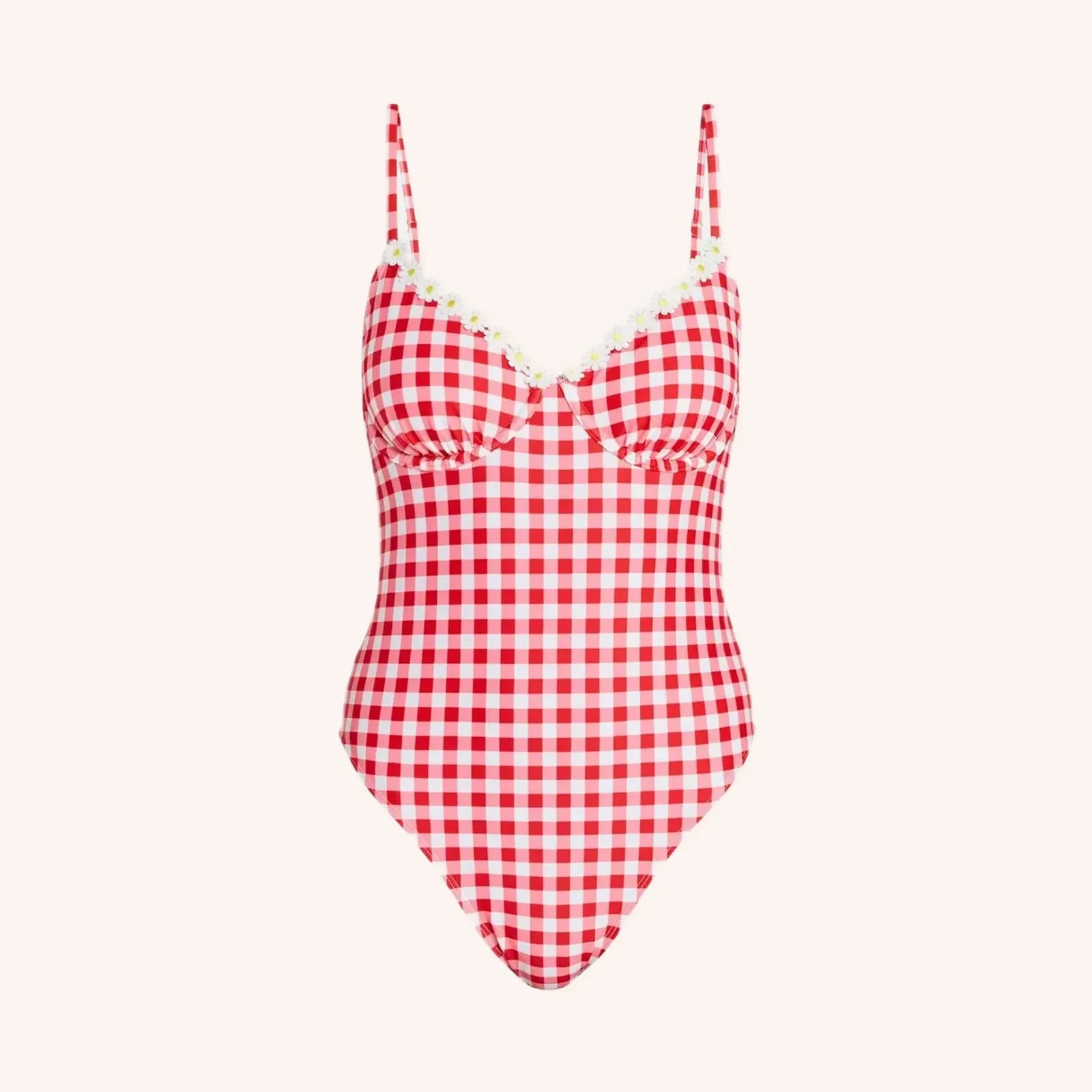 No Boundaries traje de baño de una pieza con varilla, rojo gingham, XXS, una pieza