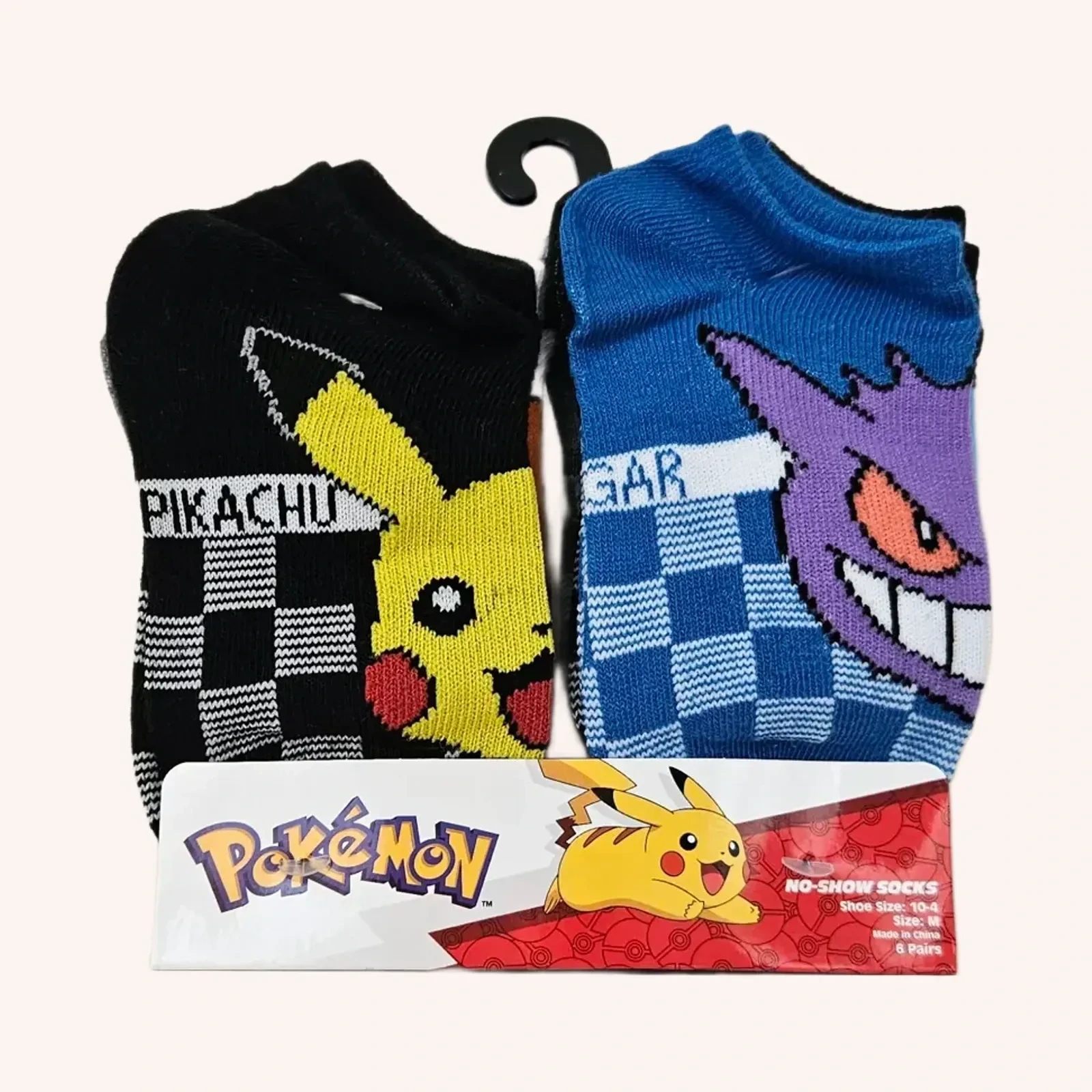 Pokémon Pikachu Gengar calcetines no-show 6 pares talla M