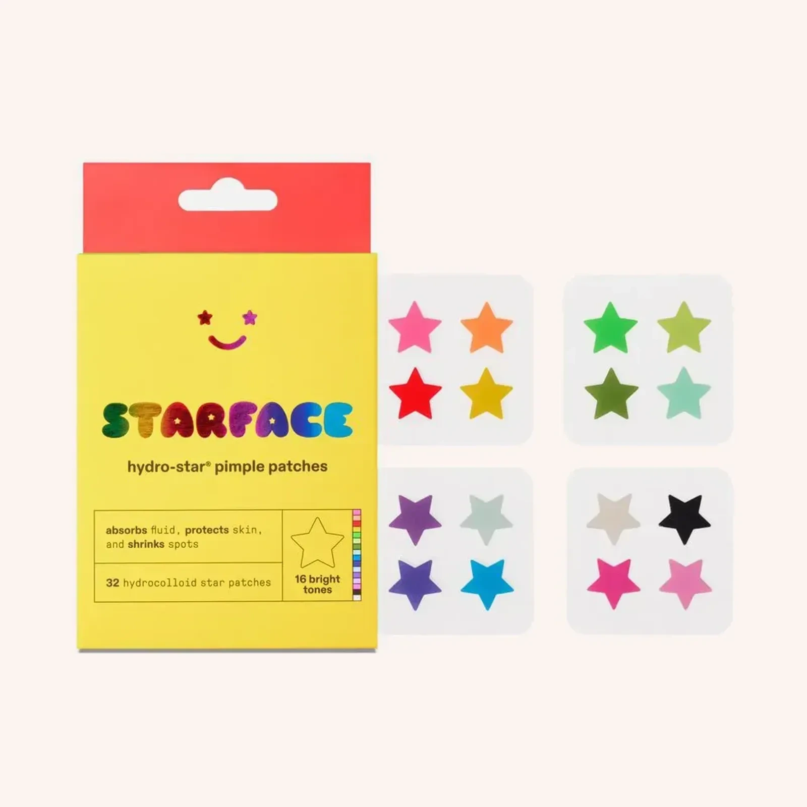 Starface Hydro-Star pimple patches, 16 bright tones, 32 patches