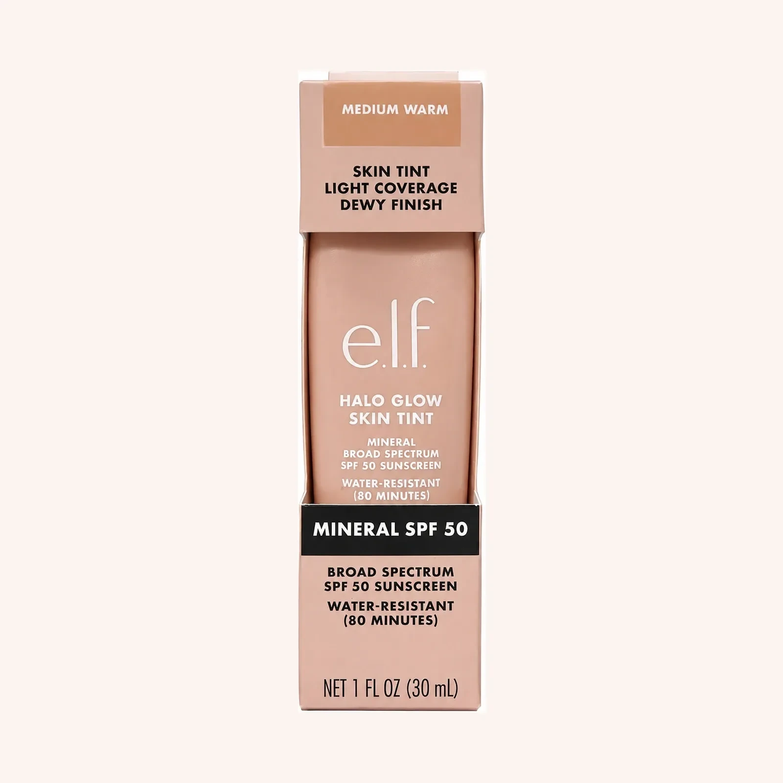 e.l.f. Halo Glow Skin Tint Mineral SPF 50, 7 Medium Warm, 1.0 oz (30 mL)