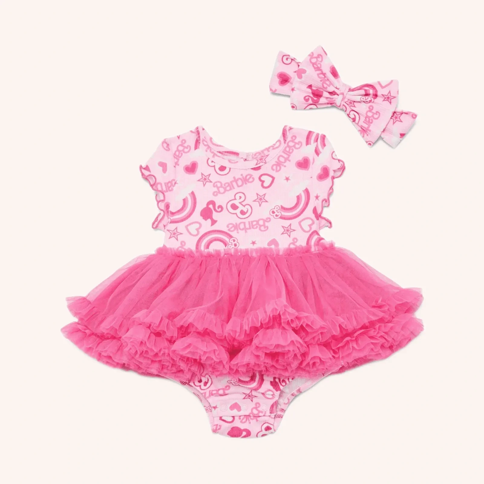 Barbie Baby Girls' Tutu Bodysuit with Matching Headband