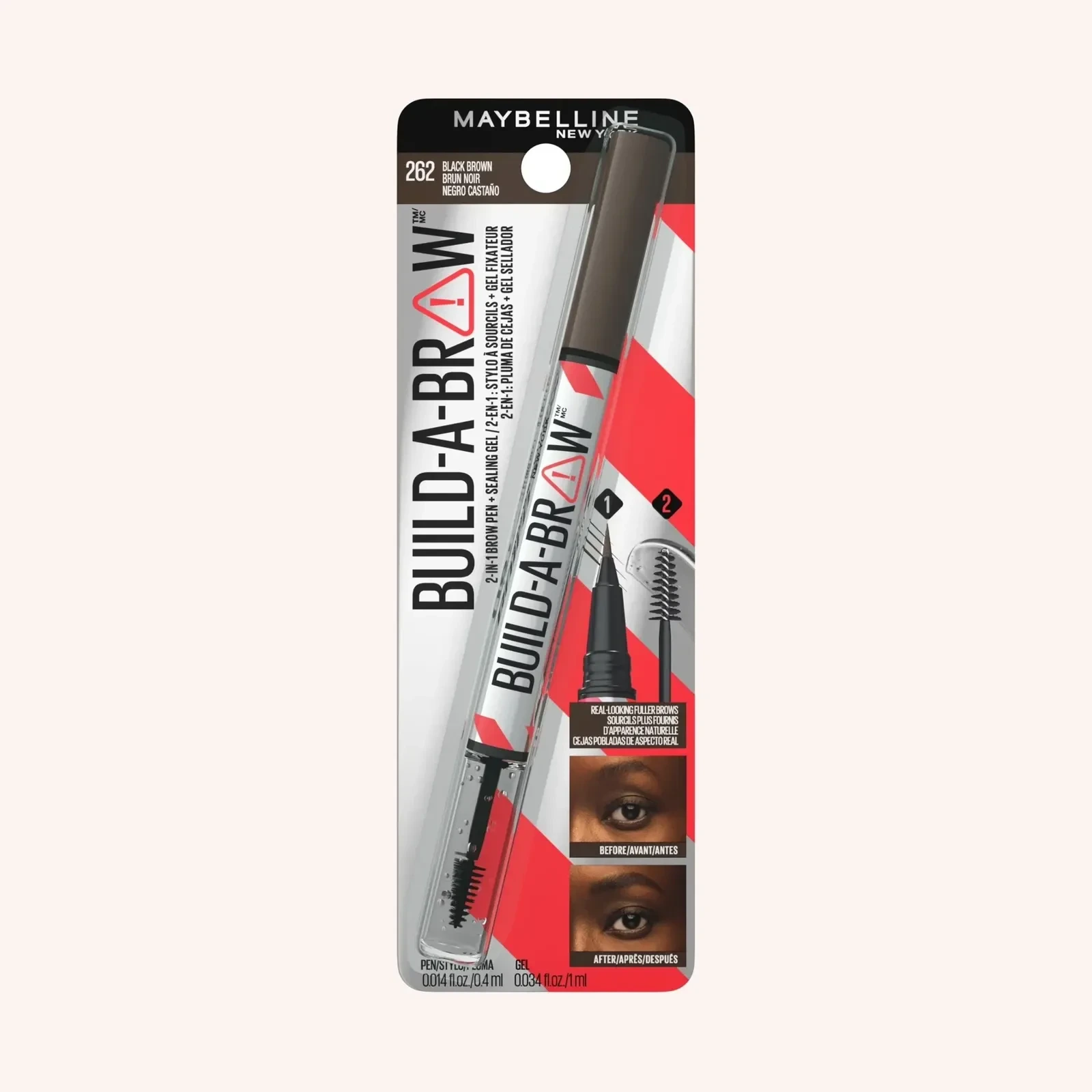 Maybelline Build-A-Brow 2-in-1 Brow Pen and Sealing Gel, Medium Brown