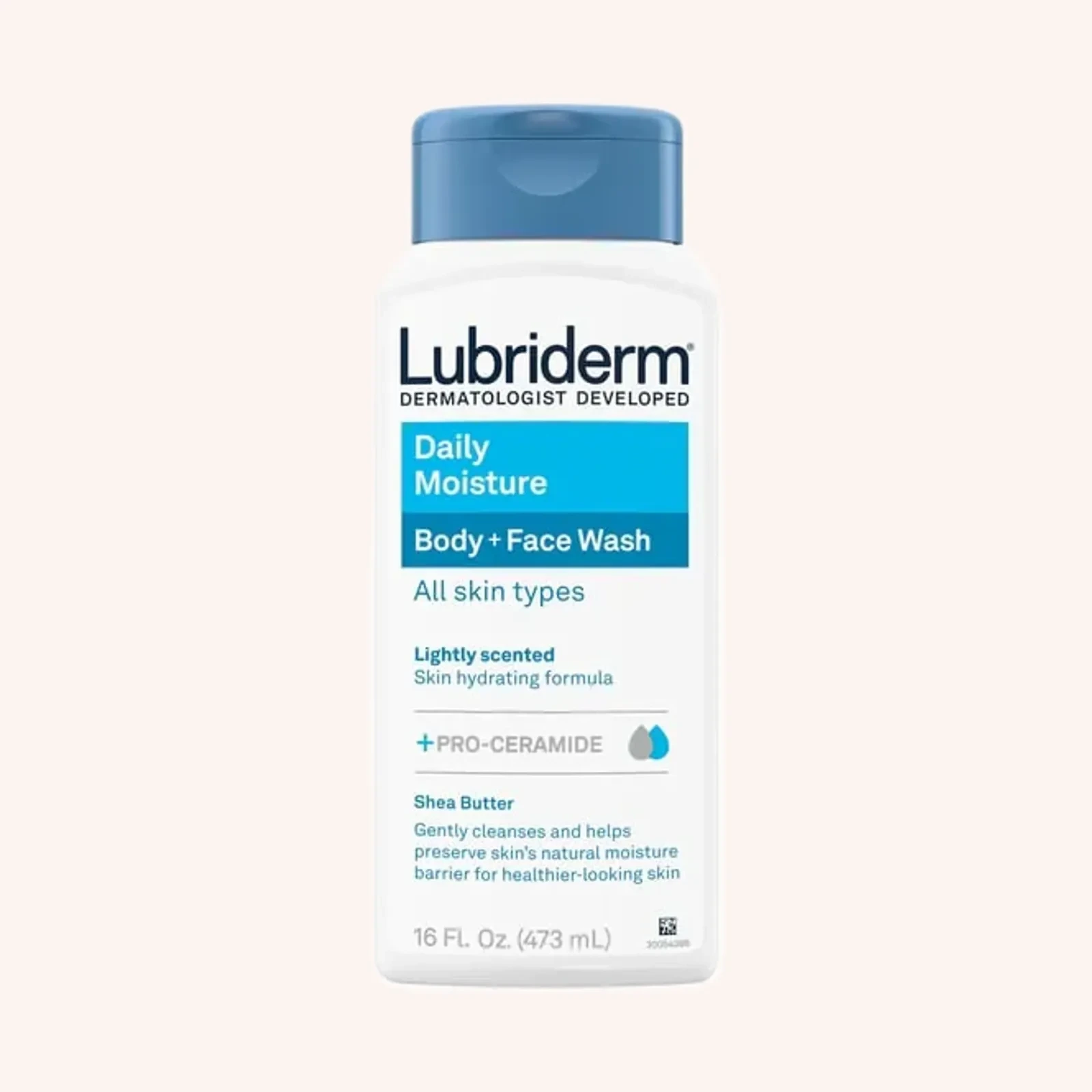 Lubriderm Daily Moisture Body + Face Wash, ligeramente perfumado, 16 fl oz (473 mL), botella