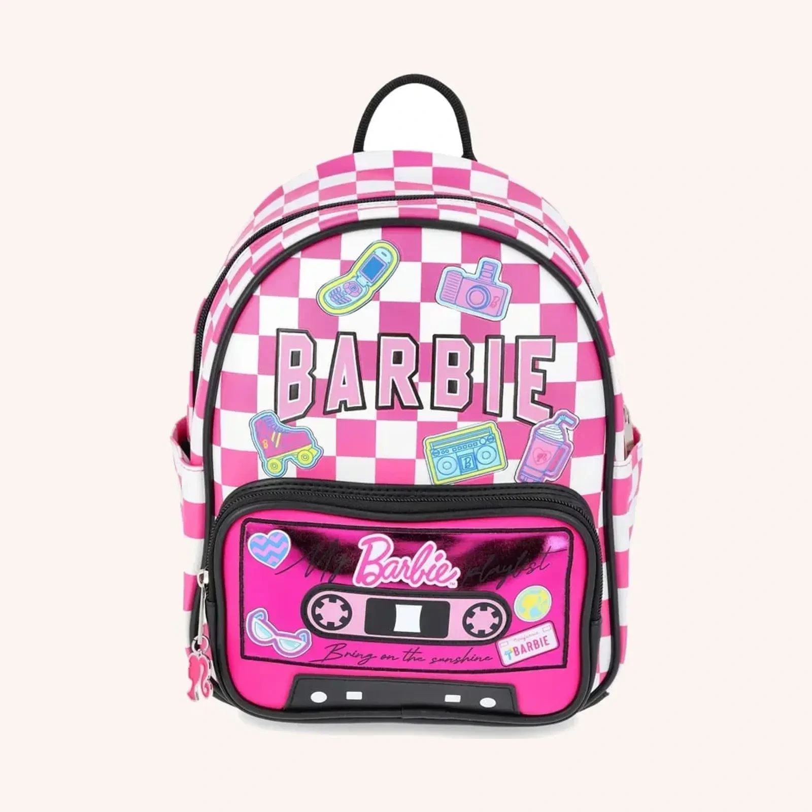 Barbie backpack color pink checkered