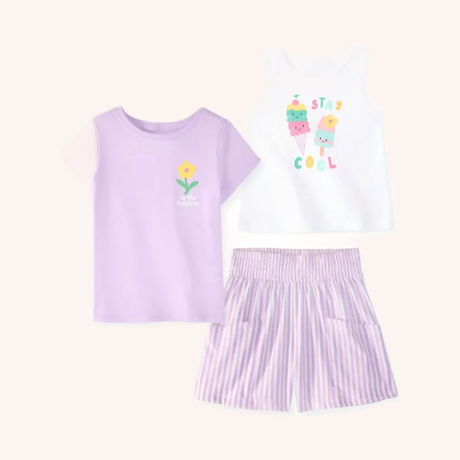 Garanimals Baby/Toddler Girl Cotton 3-pc Set — tank + tee + shorts