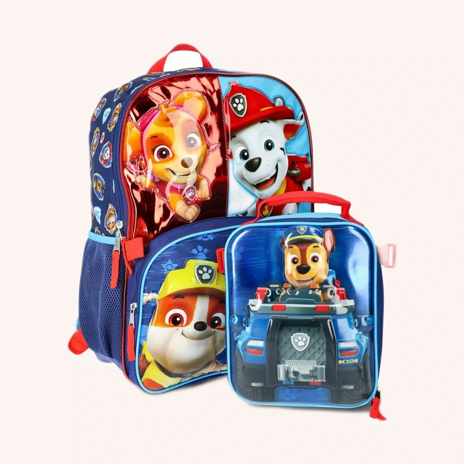 Nickelodeon PAW Patrol mochila infantil con lonchera desmontable, azul y rojo, 16 pulgadas, 1 pieza