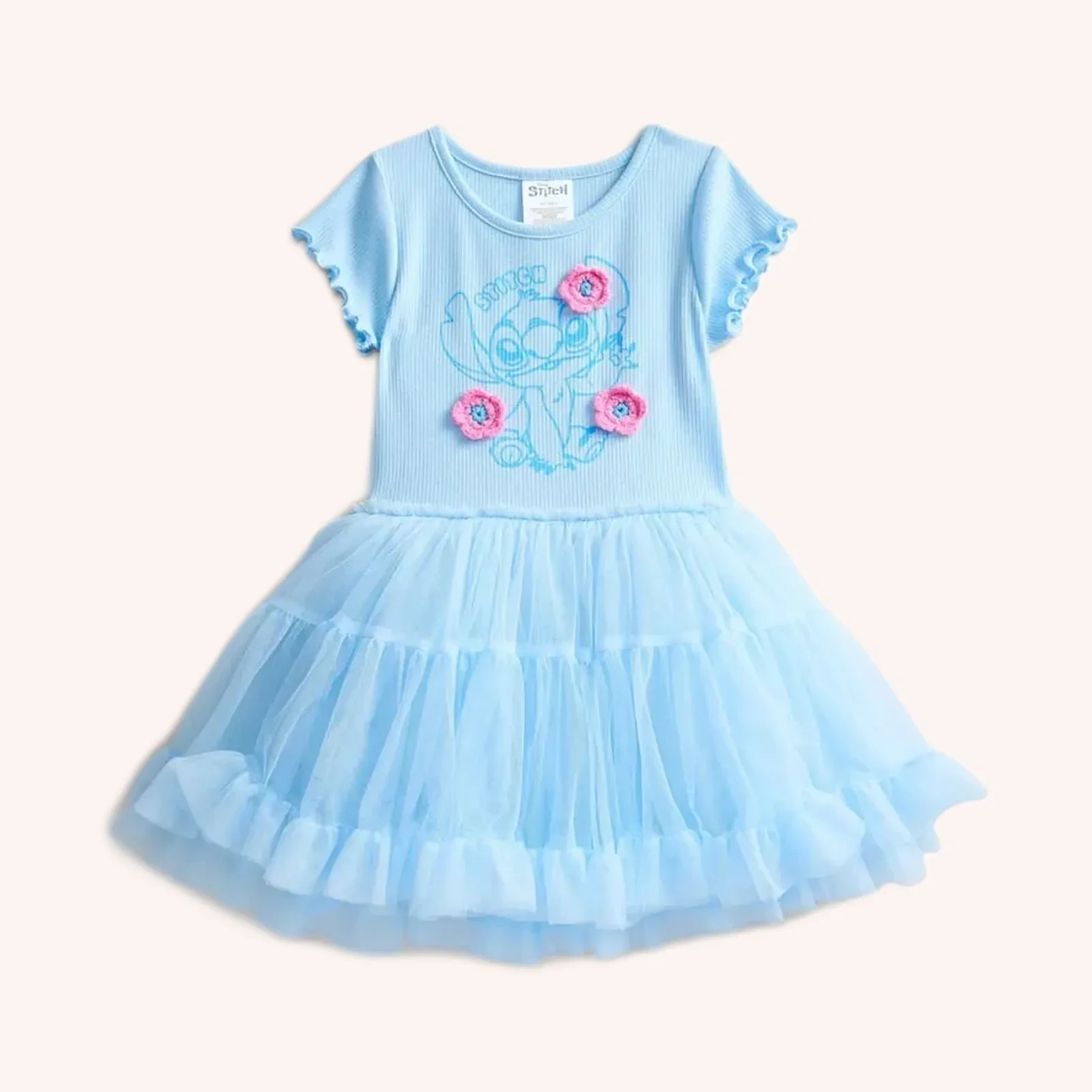 Stitch Toddler Girls Graphic Tutu Dress with Short Sleeves T3
