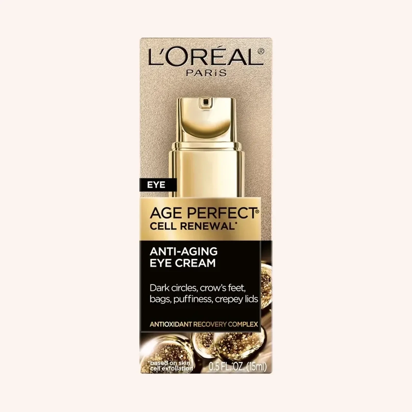L'Oréal Paris Age Perfect Cell Renewal Anti-Aging Eye Cream, 0.5 oz, presentación en caja