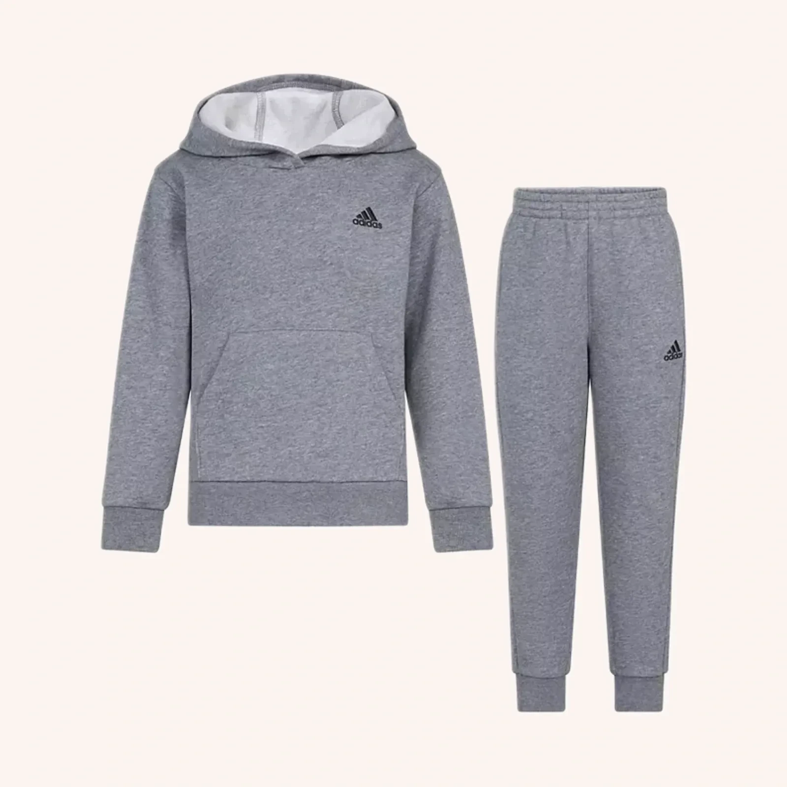 adidas 2-Piece Long Sleeve Fleece Pullover & Jogger Set, gris claro, talla 5, 2 piezas