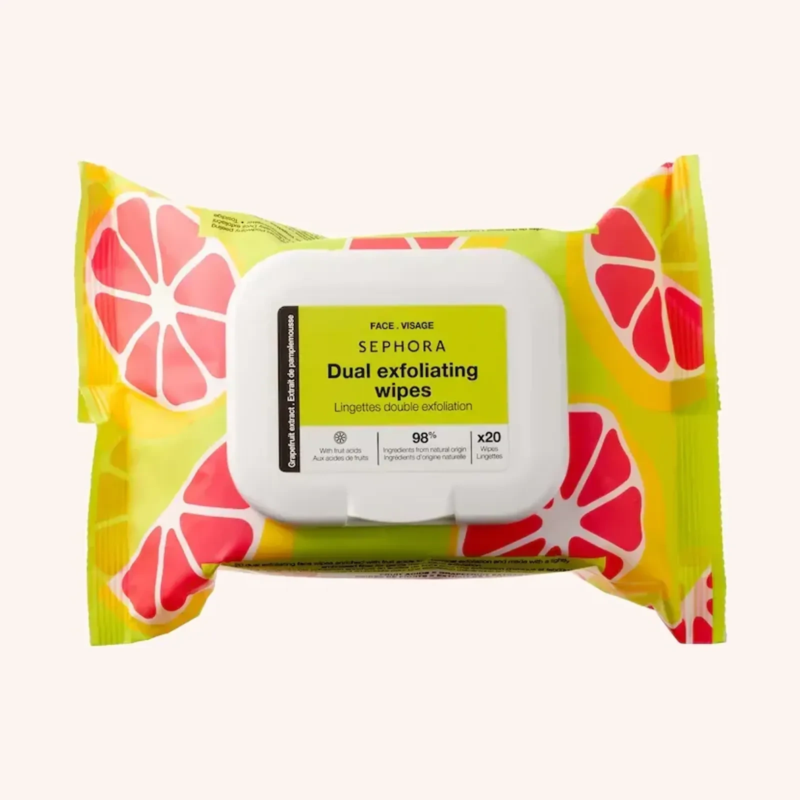 SEPHORA COLLECTION Cleansing + Exfoliating Wipes Rose, 20 wipes