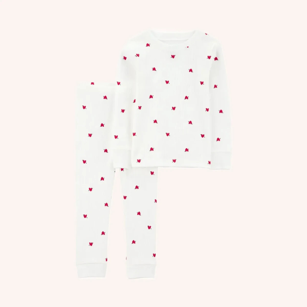 Toddler 2-piece Pajama Set White with Hearts