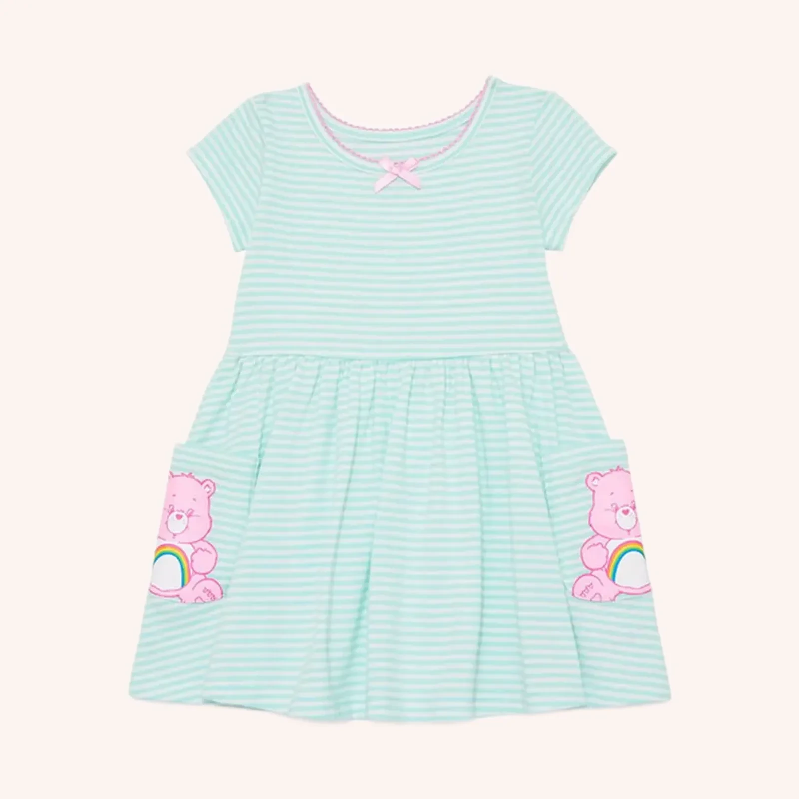 Care Bears Toddler Girls' Short Sleeve Striped Dress