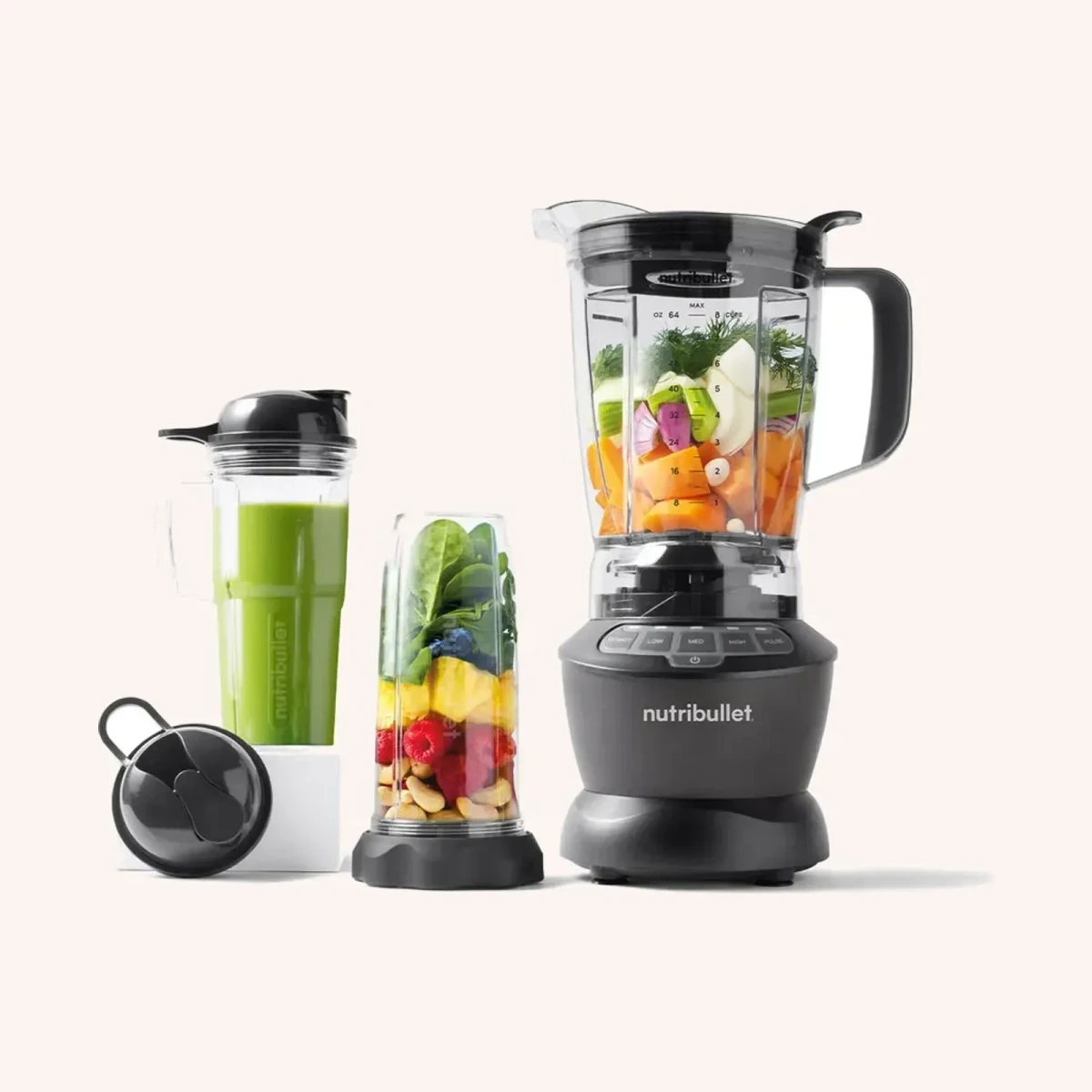 nutribullet Blender Combo 1200W negro mate, 64 oz, 1.89 L, con vasos de 24 oz y 32 oz