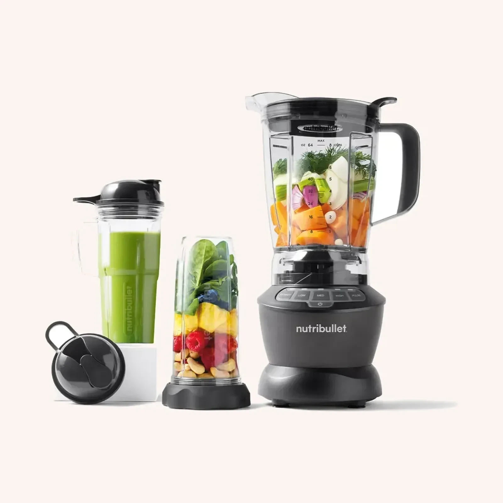 nutribullet Blender Combo 1200W negro mate, 64 oz, 1.89 L, con vasos de 24 oz y 32 oz