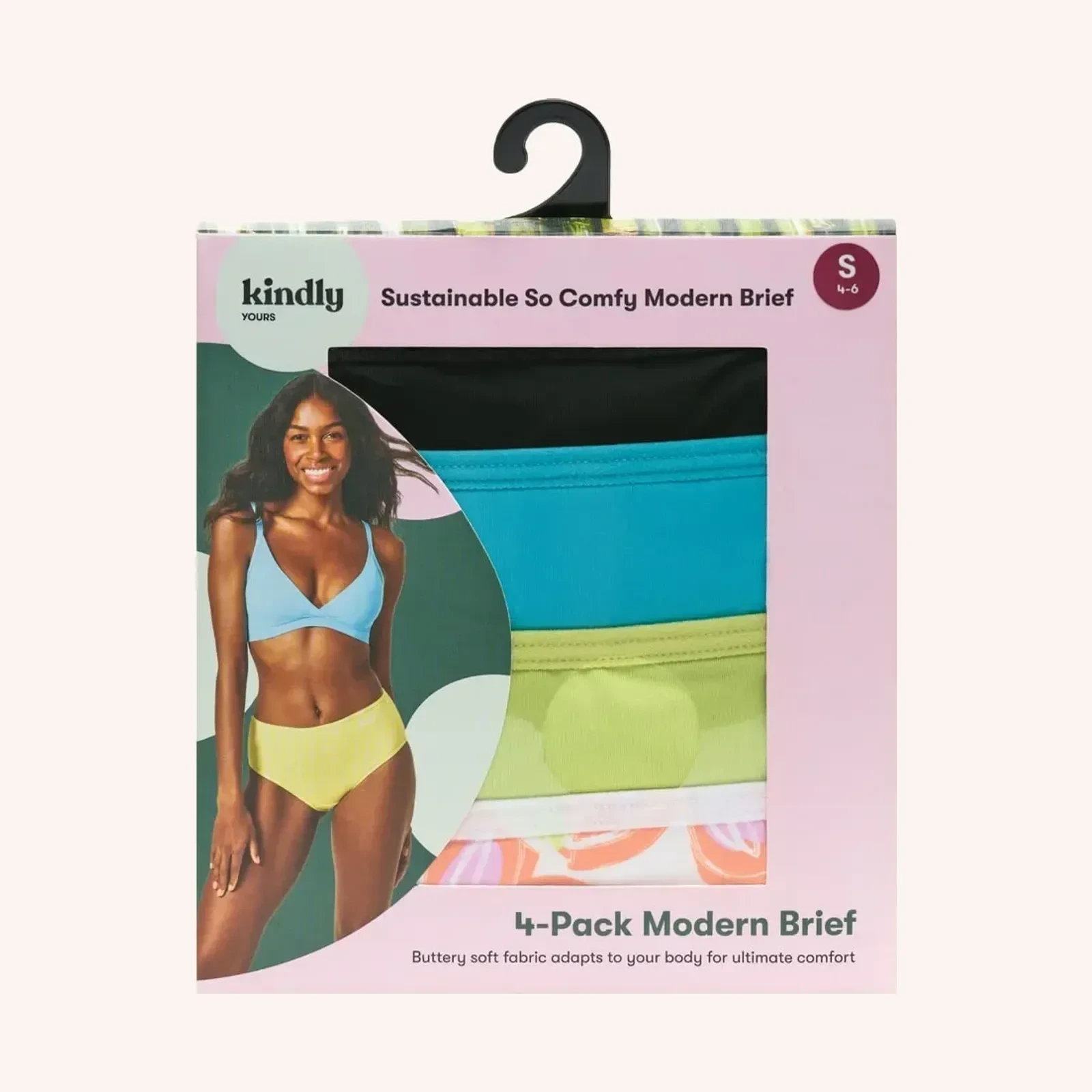Kindly Yours So Comfy Micro Brief underwear 4-pack, XS, Floral/Green/Blue/Black