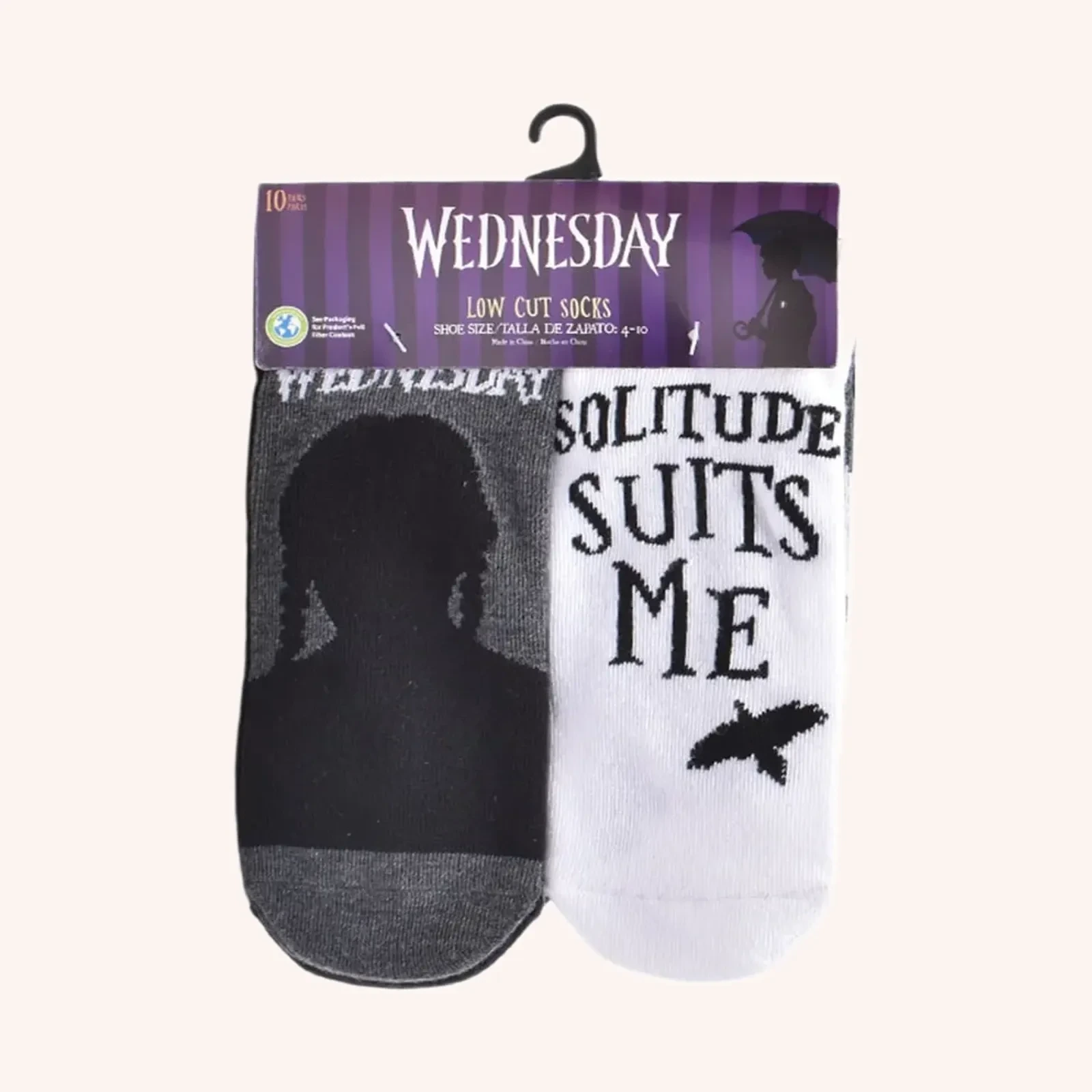 MGM Wednesday, calcetines low cut para mujer, negro/blanco, talla 9-11, paquete de 10 pares