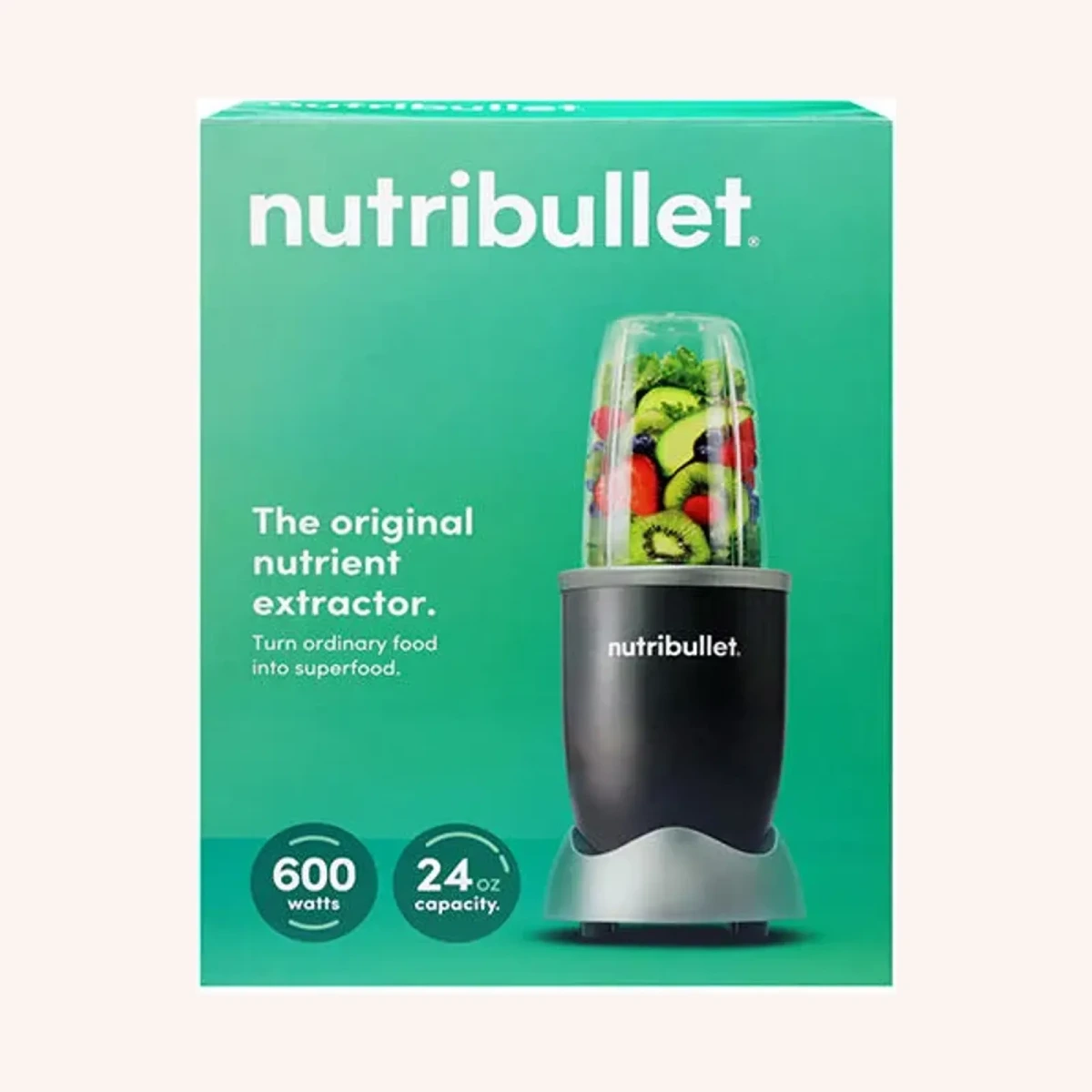 NutriBullet Original 600W batidora personal negra, vaso 24 oz, 1 unidad