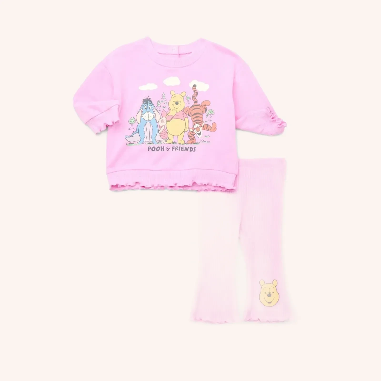 Winnie the Pooh Baby Girls Graphic Sweatshirt and Flared Leggings, 2-Piece