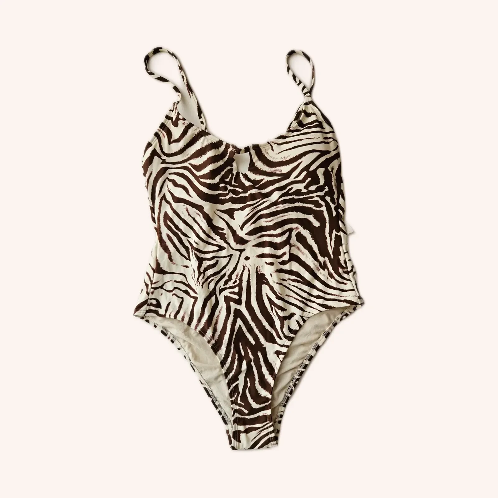 No Boundaries swimsuit de una pieza, estampado zebra marrón/blanco, talla Small (4-6), 1 pieza