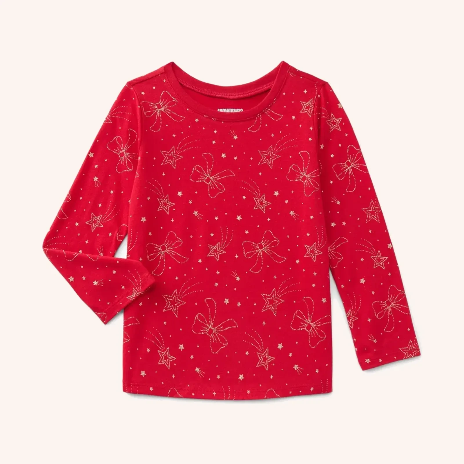 Garanimals Holiday Tee de manga larga para niña toddler, rojo, talla 18M-5T