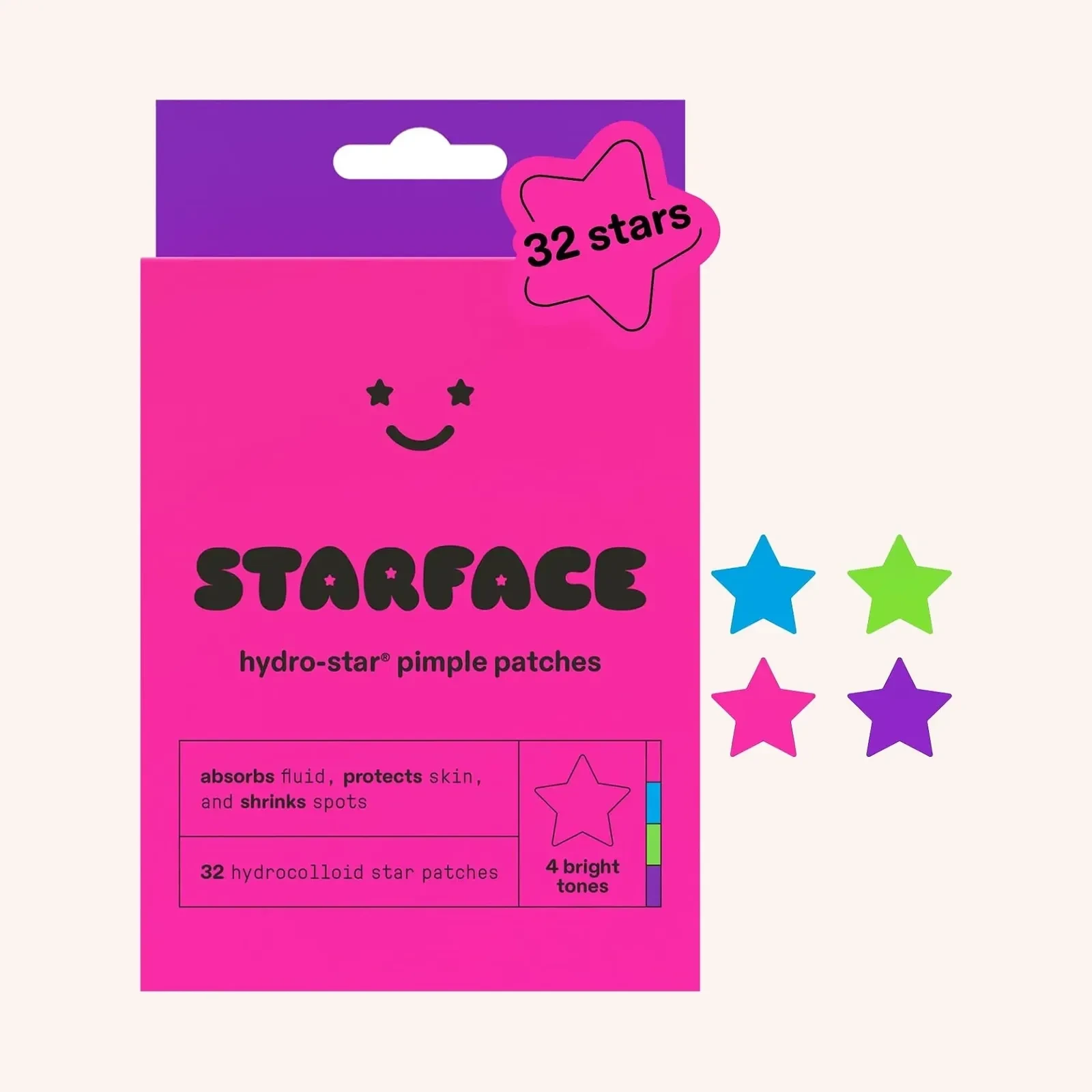 Starface Hydro-Star pimple patches 4 bright tones, 32 count