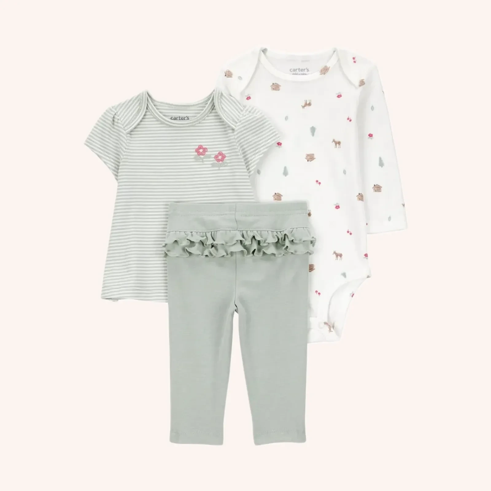 Carter's Child of Mine Baby and Toddler Girl Outfit Set, 3-Piece-12M