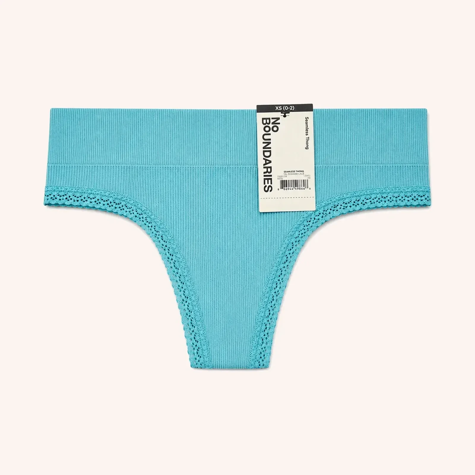 No Boundaries Seamless Thong Panties, Teal Shadow, XS, 1 unidad
