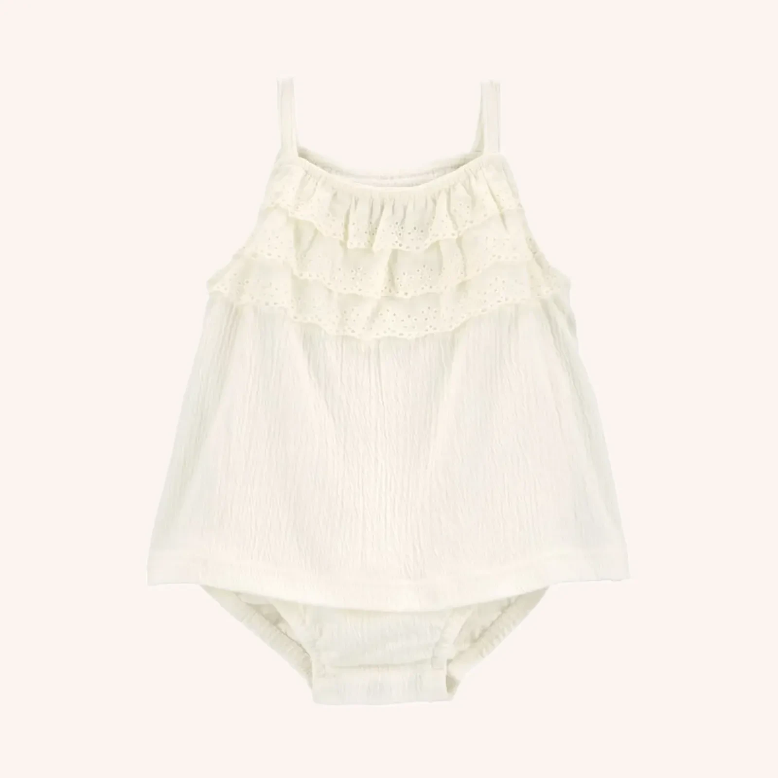 Carter's baby girl dress romper de eyelet blanco, 18 meses, una pieza