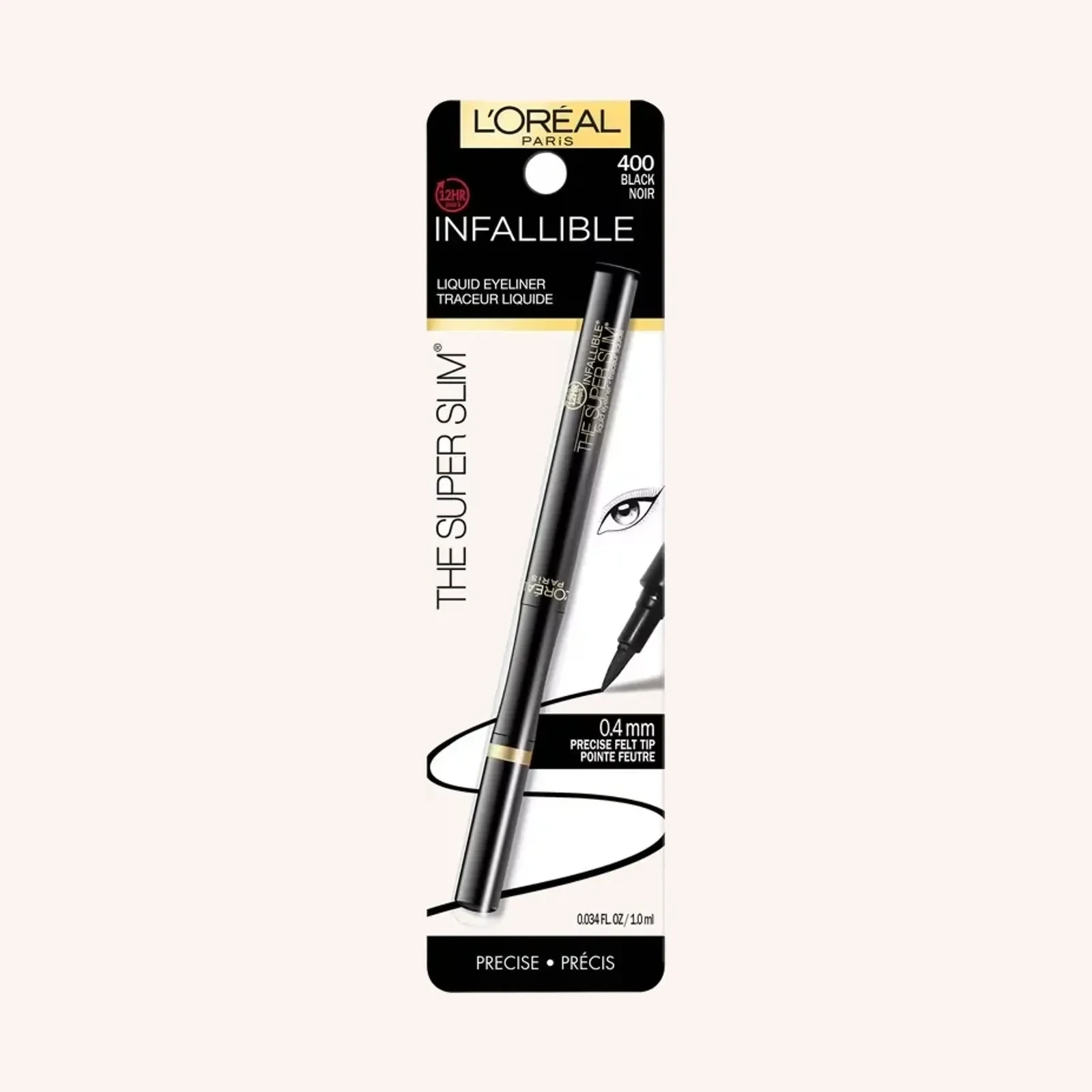 L'Oréal Paris Infallible The Super Slim Liquid Eyeliner Negro 400, 0.4 mm, 1 unidad