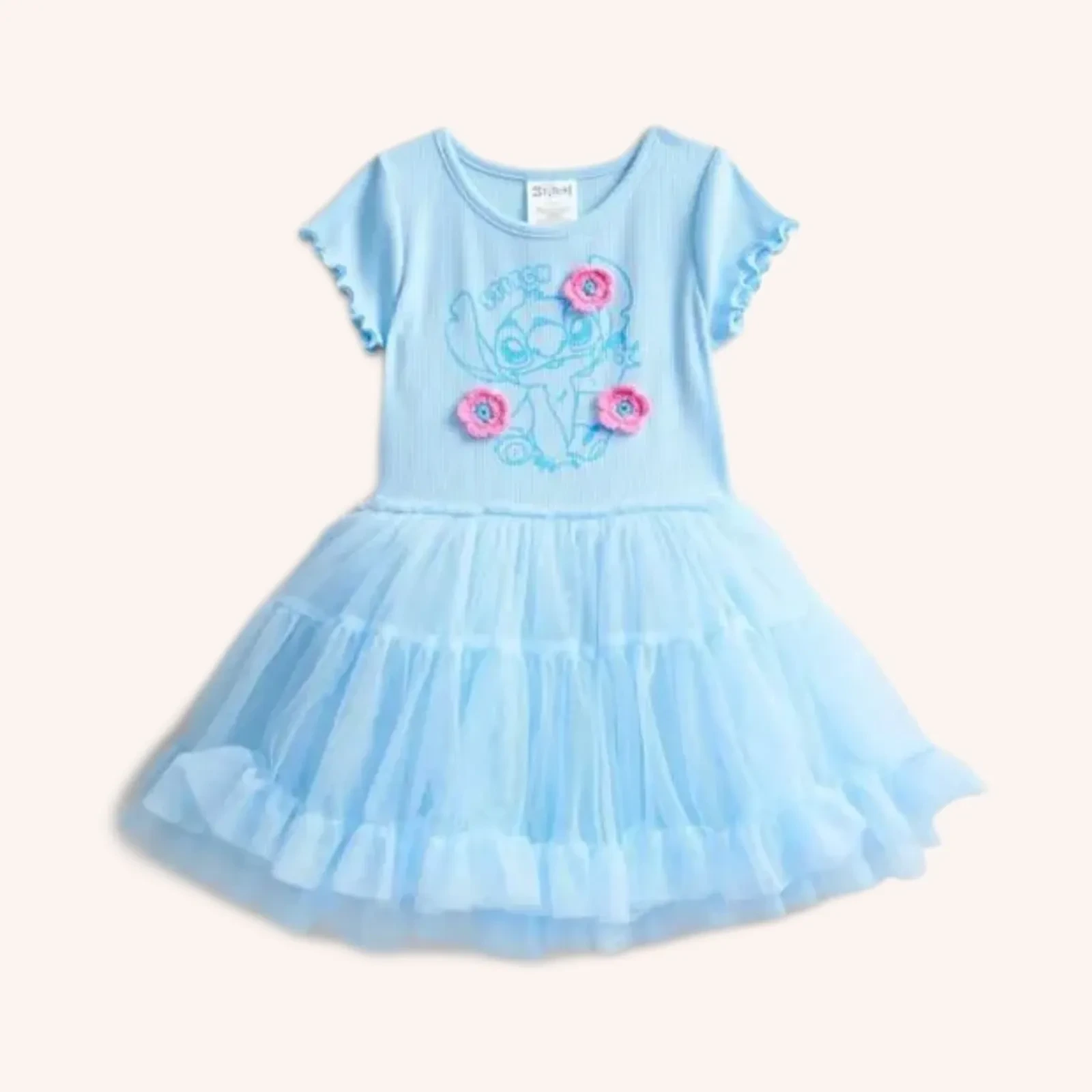 Stitch Toddler Girls Graphic Tutu Dress with Short Sleeves T4