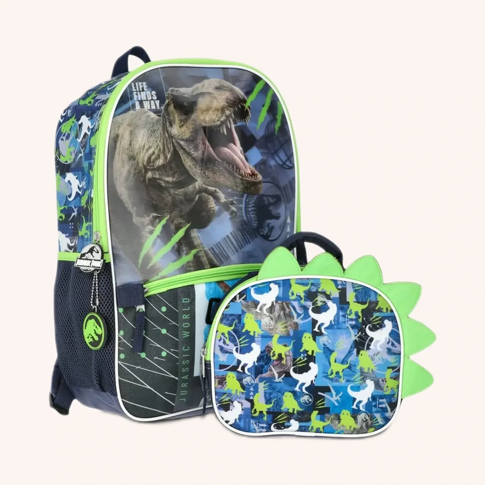 Universal Studio Jurassic Boy's 17" Backpack with Lunch Box, 2-Piece Set, Green