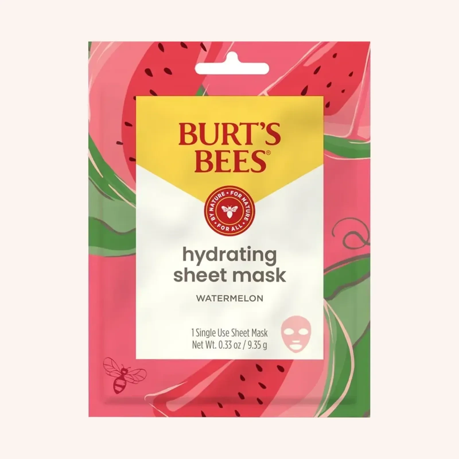 Burt's Bees hydrating sheet mask watermelon, 1 mascarilla, 9.35 g