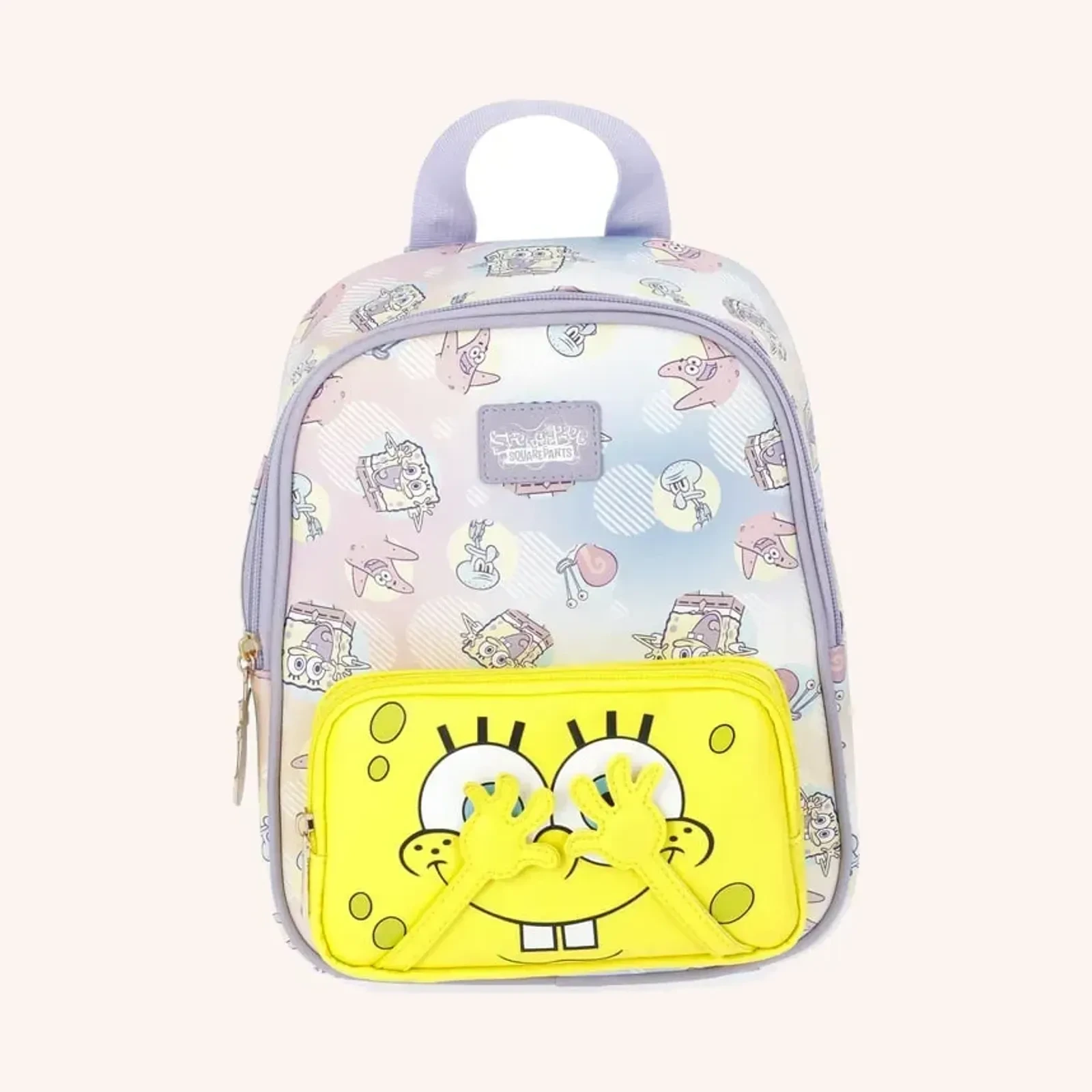 SpongeBob SquarePants backpack amarillo con frente 3D, talla 16 in, una pieza